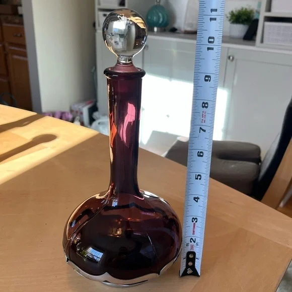 Vintage Farber Bros. Amethyst Decanter and Stopper Farber Crystal (Chrome)